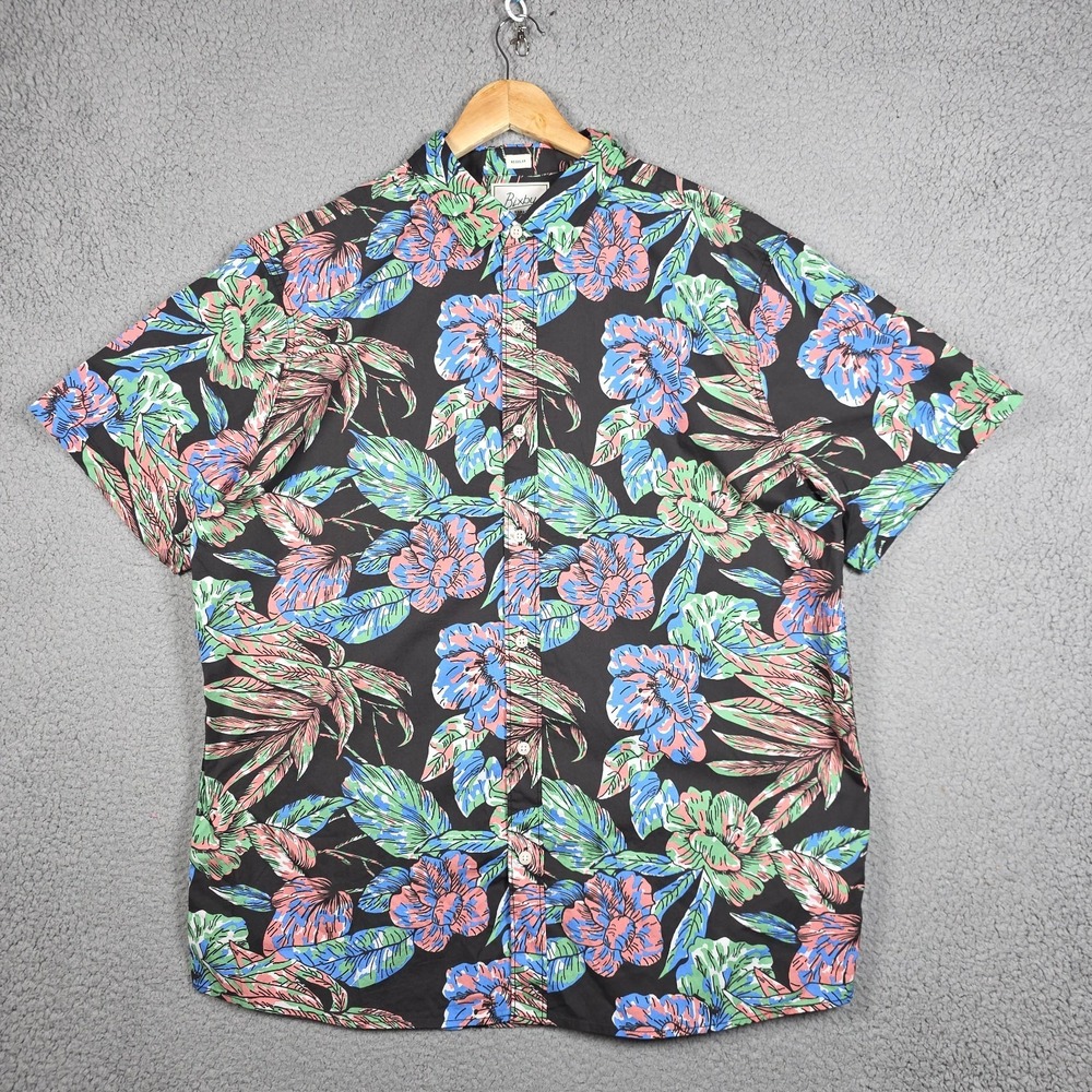 Bixby Nomad Shirt Men Size XL Dark Floral Neon Art To Wear Odyssey SS Washed NWT